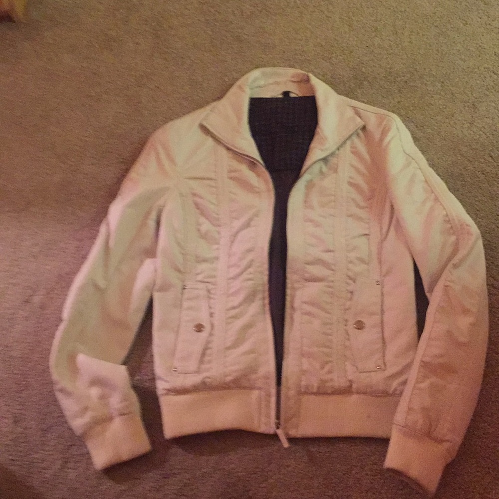 White leather bomber jacket
